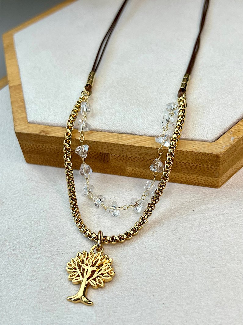 Colar Duplo Zoe Árvore da Vida Dourado