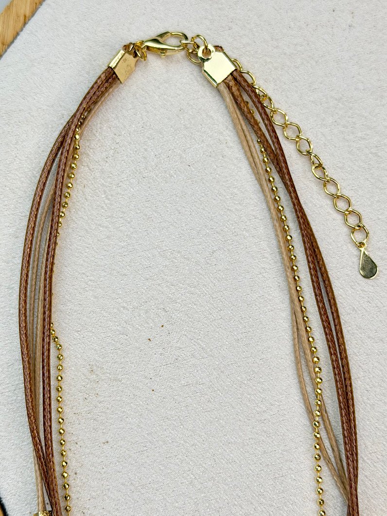 Colar Retrô Triplo de Cristais Dourado