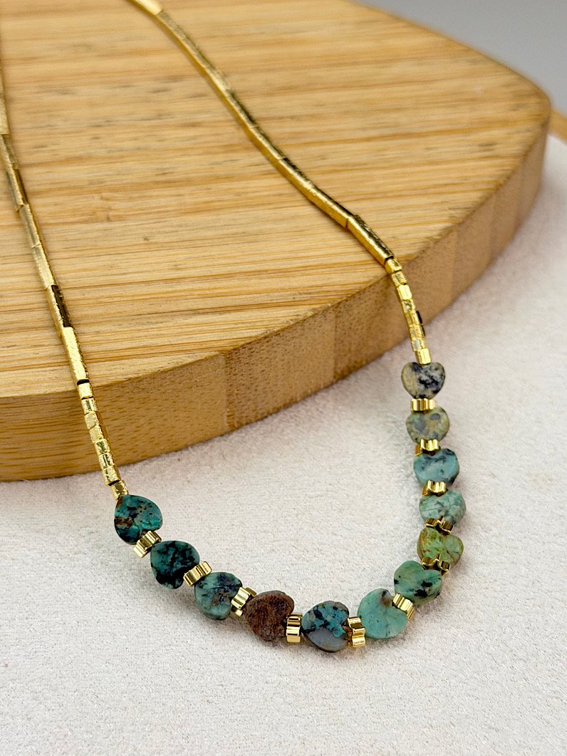 Colar Verona Choker de Pedra Turquesa Africana