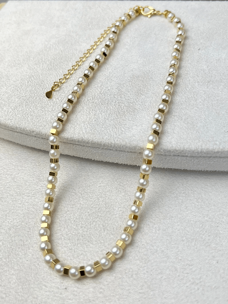 Kit Colar e Pulseira de Pérolas Dourado