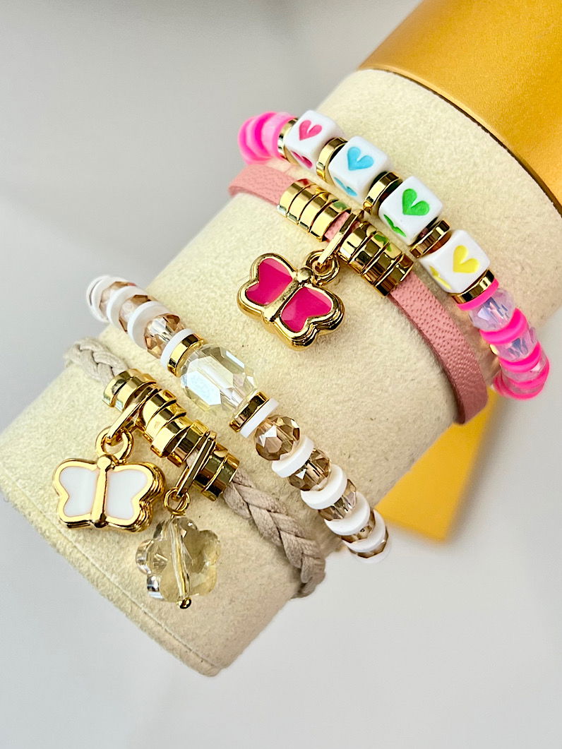 Kit Pulseiras Ajustável Juju Infantil Borboleta Branca