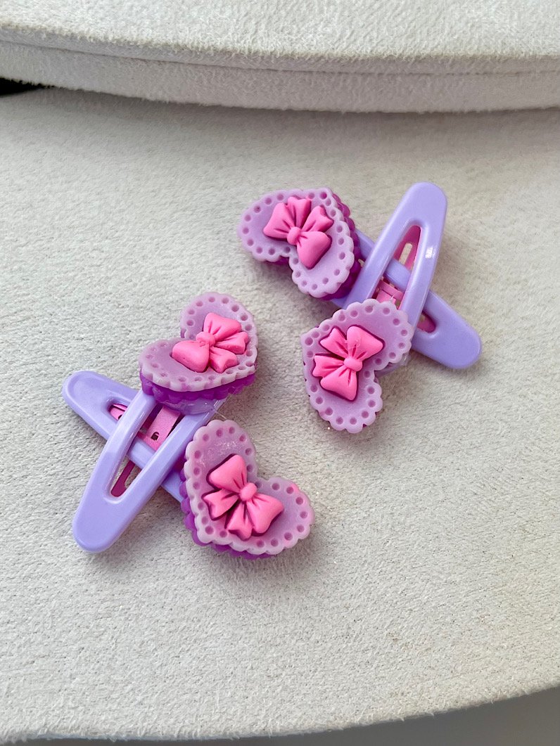 Kit Presilhas Infantil de Coração e Laço