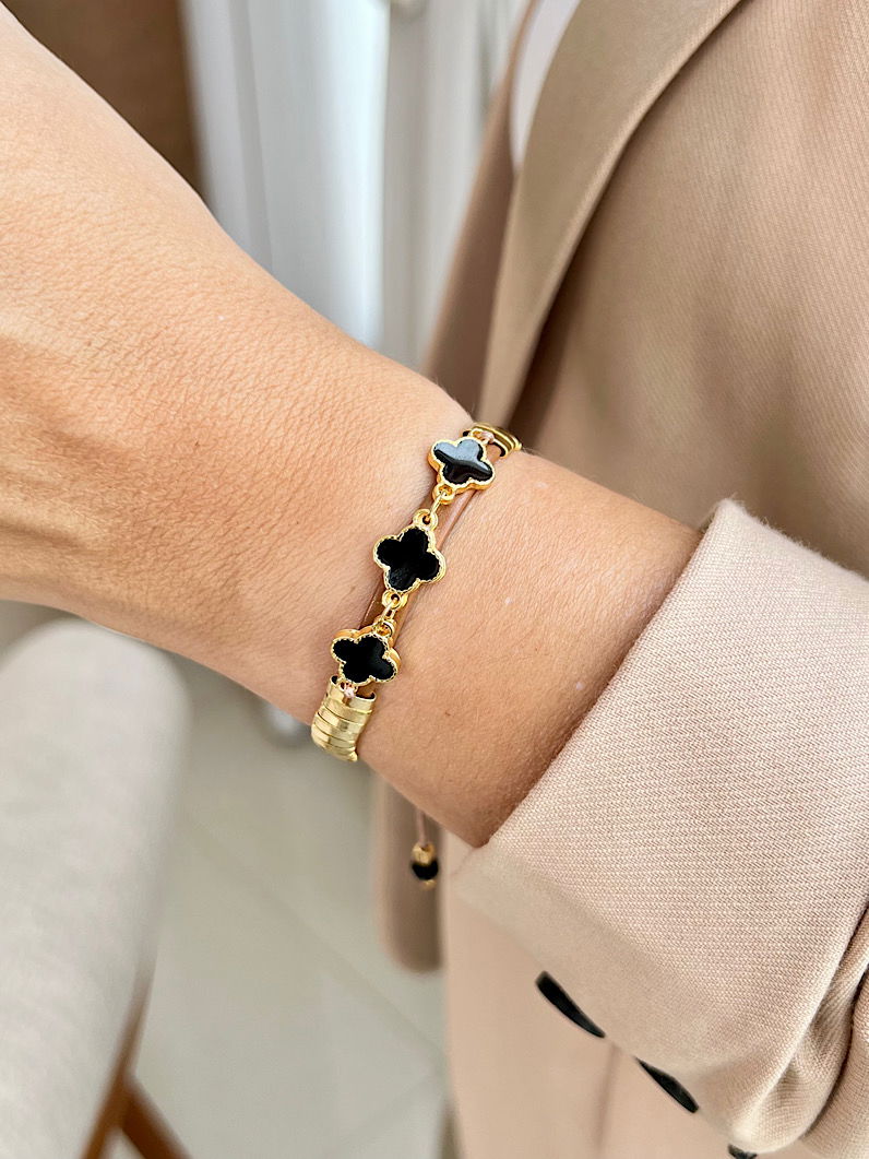 Kit Colar e Pulseira de Trevo Dourado
