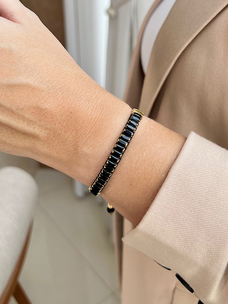 Kit Pulseiras Ajustáveis de Trevo e Zircônia Preto
