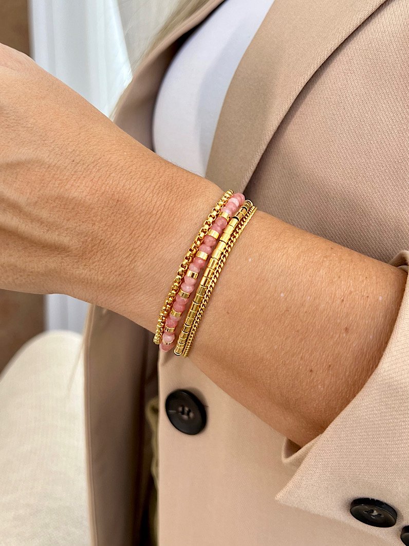 Kit Pulseiras Imã de Coração e Jade Rosa