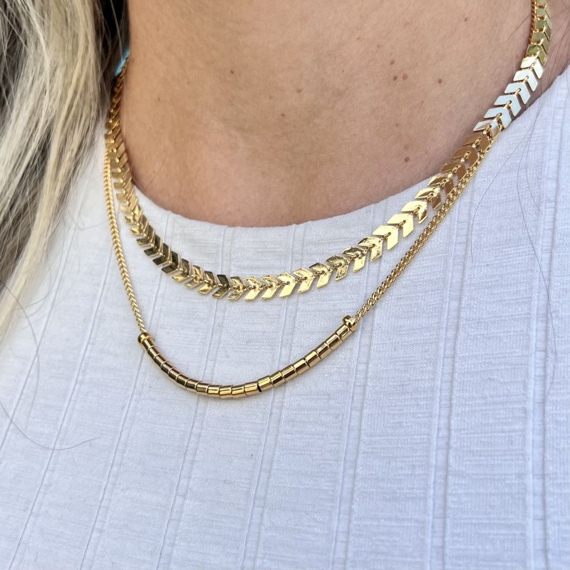 Mix Colares Ariela de Escama e Pérola Dourada