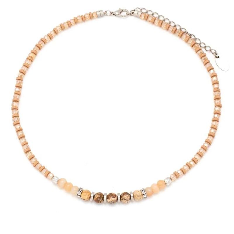 Mix Colares Pedra Natural Marrom e Coração