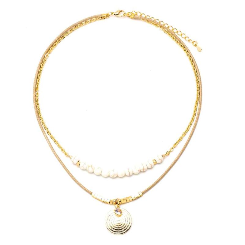 Mix Colares Pedra Natural Oração do Pai Nosso Dourado