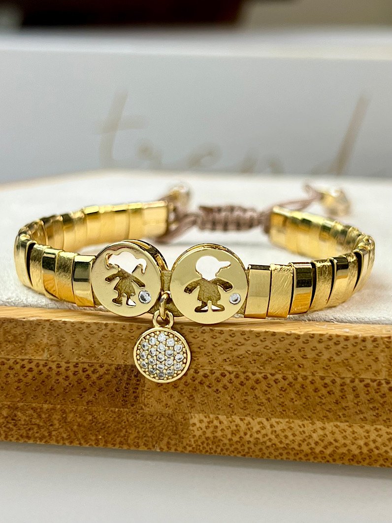 Pulseira Ajustável de Canutilhos Pingentes Filhos Personalizado