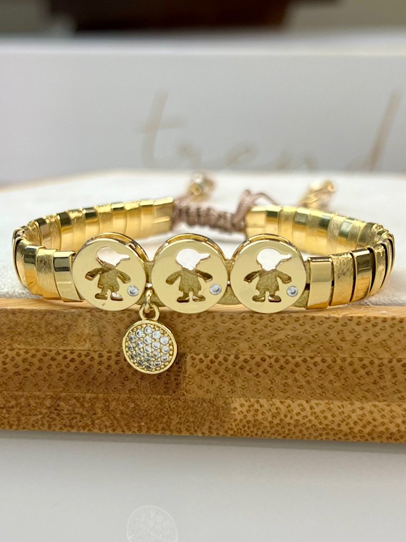 Pulseira Ajustável de Canutilhos Pingentes Filhos Personalizado