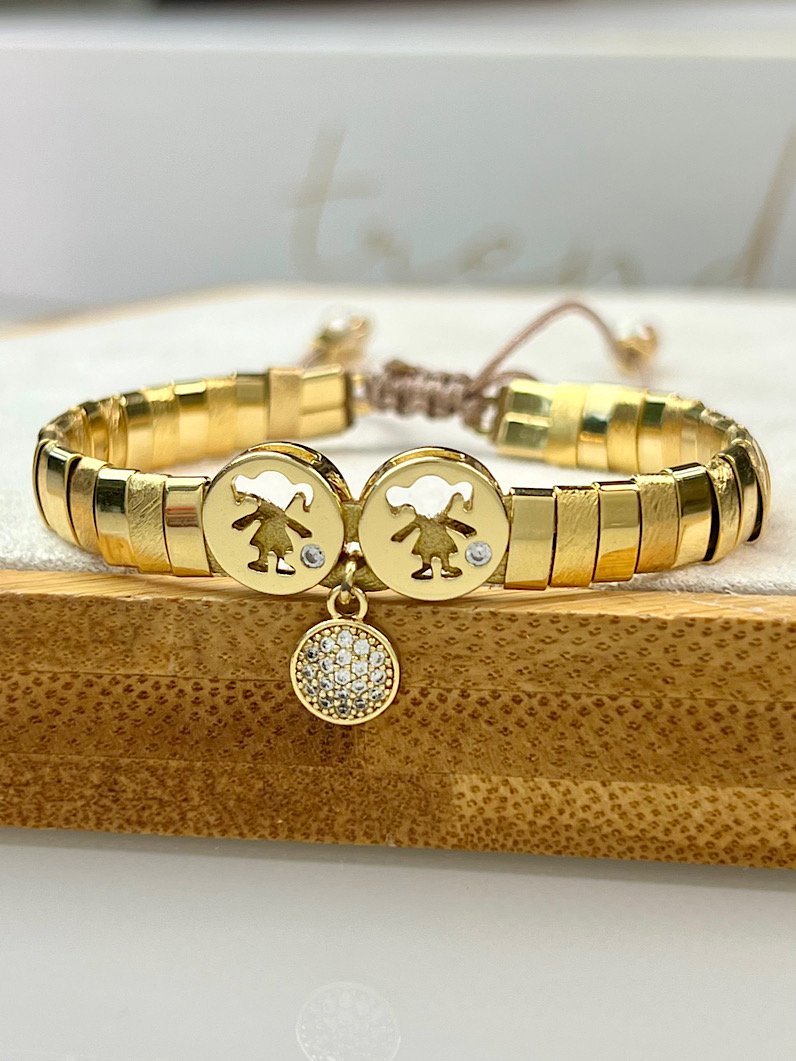 Pulseira Ajustável de Canutilhos Pingentes Filhos Personalizado