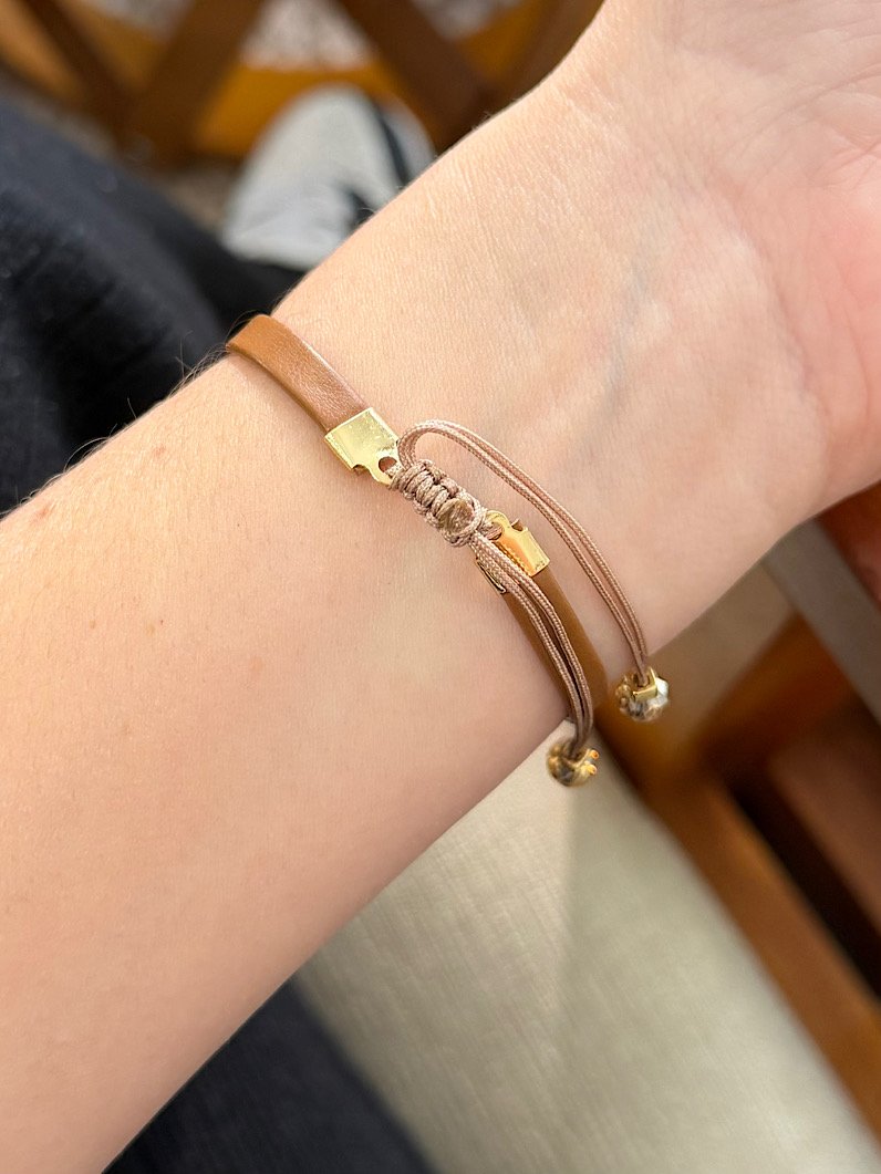 Pulseira Ajustável de Couro Pingentes Filhos Personalizado