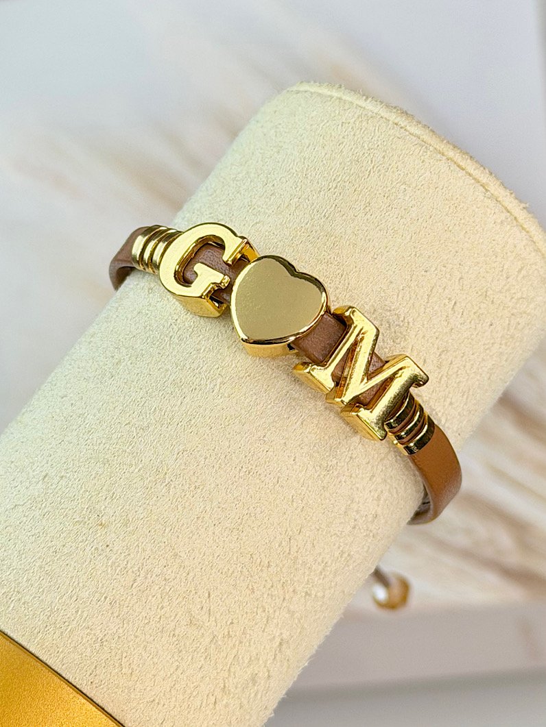 Pulseira Ajustável Duas Letras com Coração Personalizada