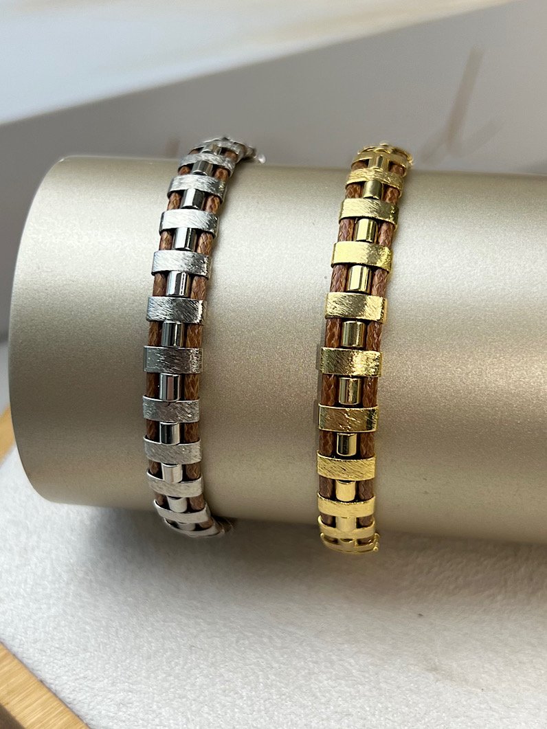 Pulseira Ajustável Intercalada de Pecinhas