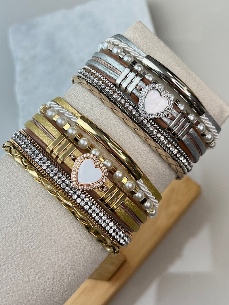 Pulseira Ajustável Lea Coração de Zircônia e Pérola