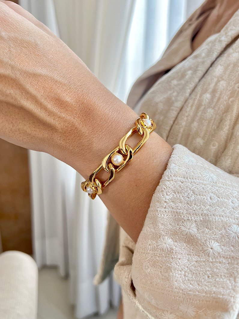 Pulseira Bella de Elos com Pérola - Dourado