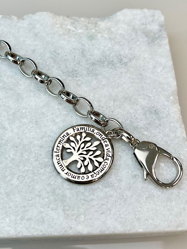 Pulseira Diva Elo Português Pingente Árvore da Vida