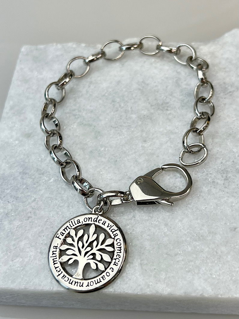 Pulseira Diva Elo Português Pingente Árvore da Vida