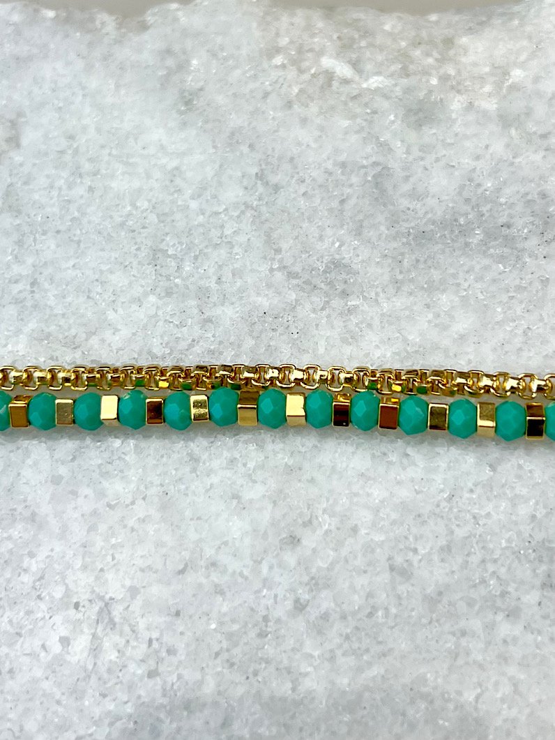Pulseira Dupla Anastácia de Cristais Dourado