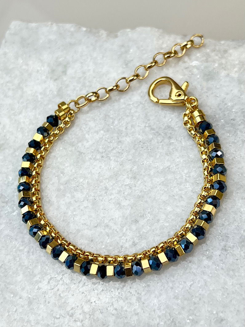 Pulseira Dupla Anastácia de Cristais Dourado