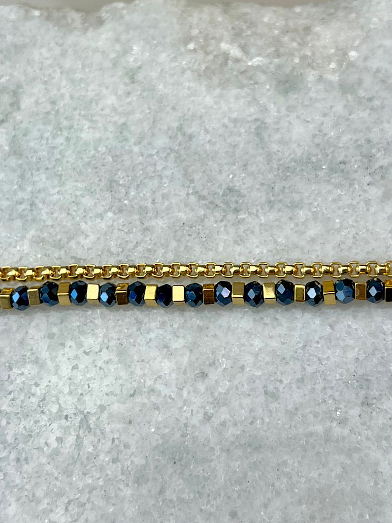 Pulseira Dupla Anastácia de Cristais Dourado