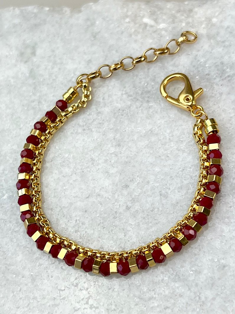 Pulseira Dupla Anastácia de Cristais Dourado