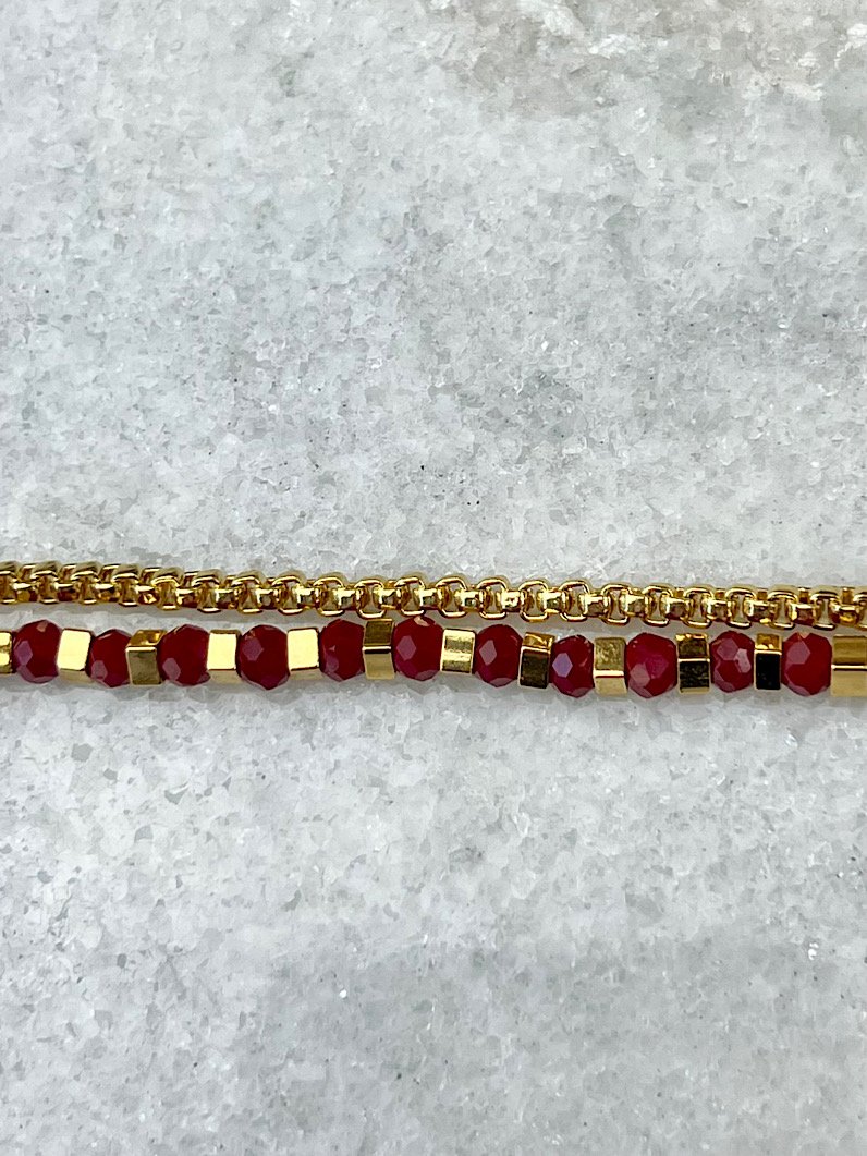 Pulseira Dupla Anastácia de Cristais Dourado