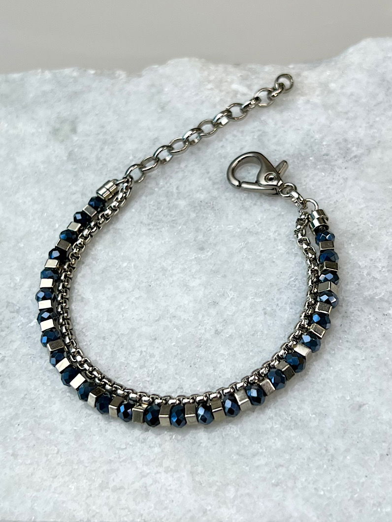 Pulseira Dupla Anastácia de Cristais Prata