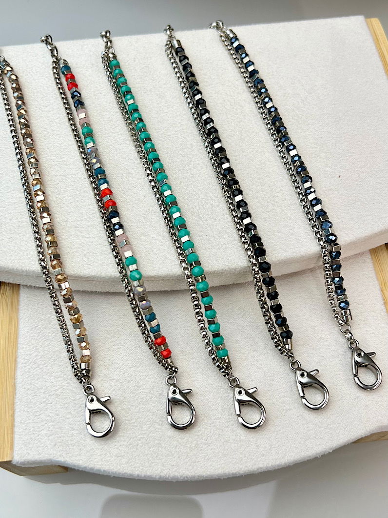 Pulseira Dupla Anastácia de Cristais Prata