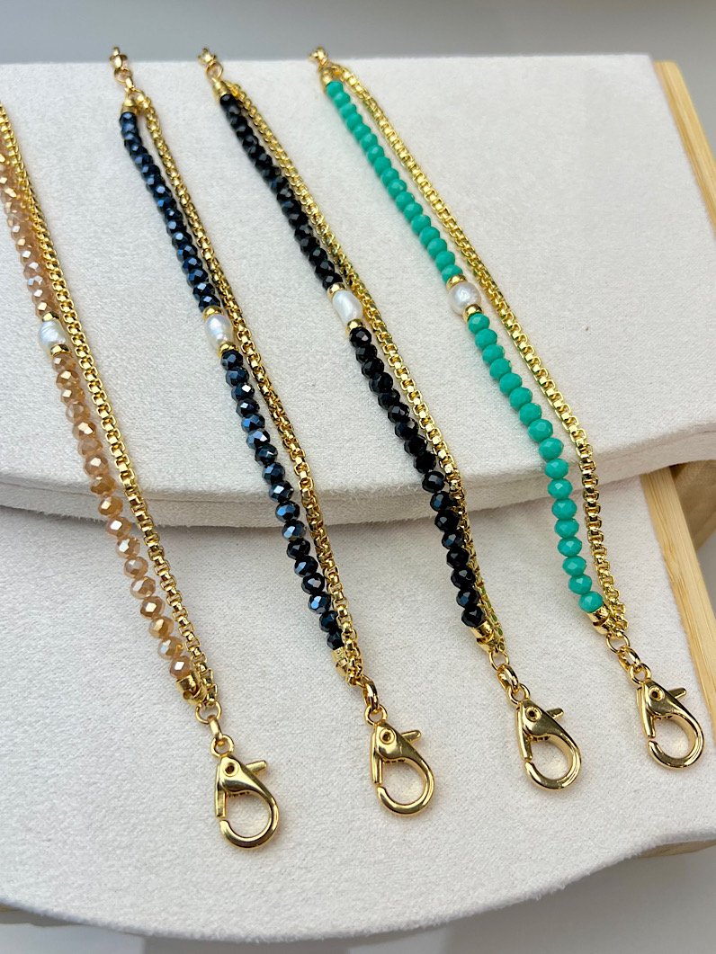 Pulseira Dupla Sthe Pérola de Água Doce Dourada