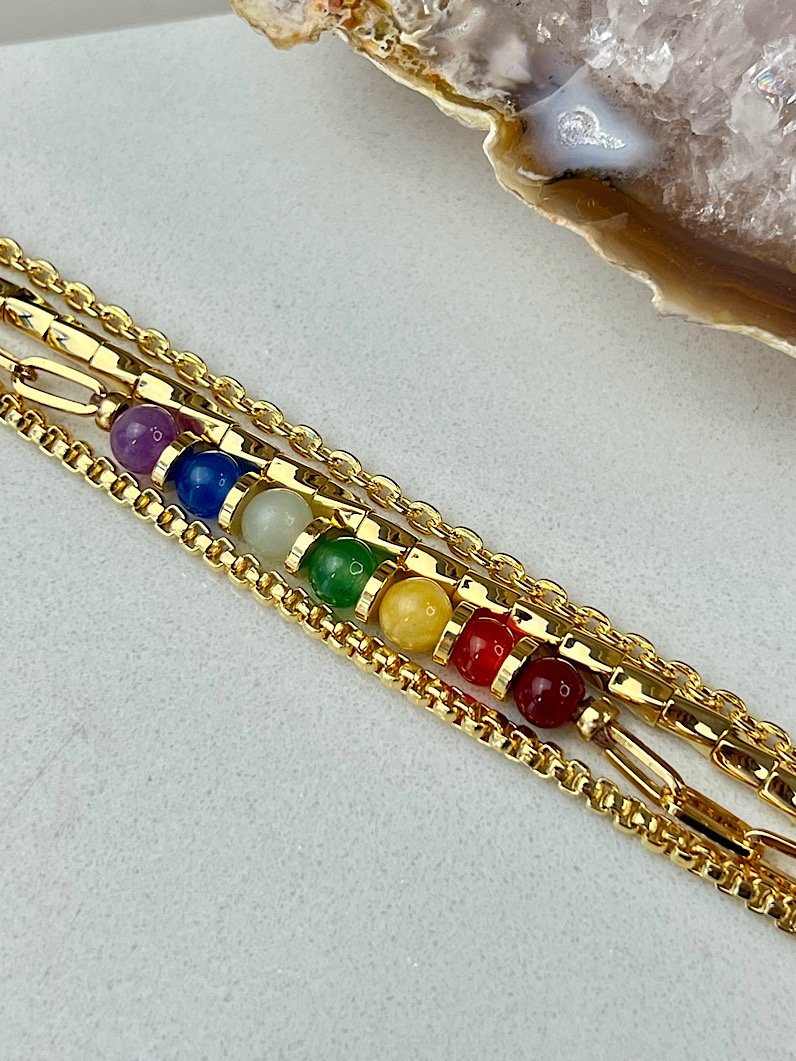 Pulseira Imã 7 Chakras Pedra Naturais jade