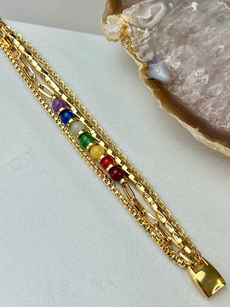 Pulseira Imã 7 Chakras Pedra Naturais jade