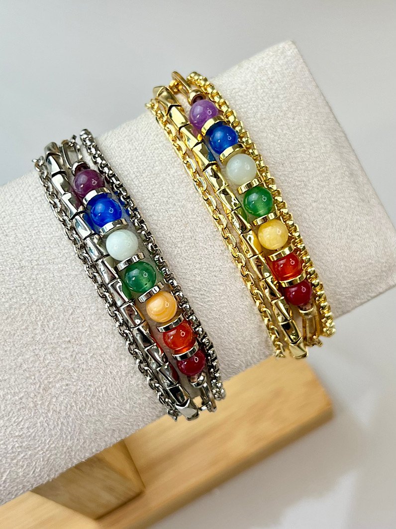 Pulseira Imã 7 Chakras Pedra Naturais jade