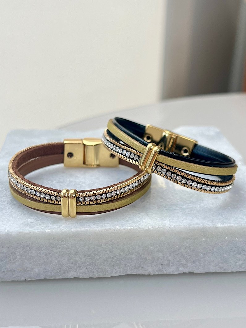 Pulseira Imã Adele de Strass Dourado