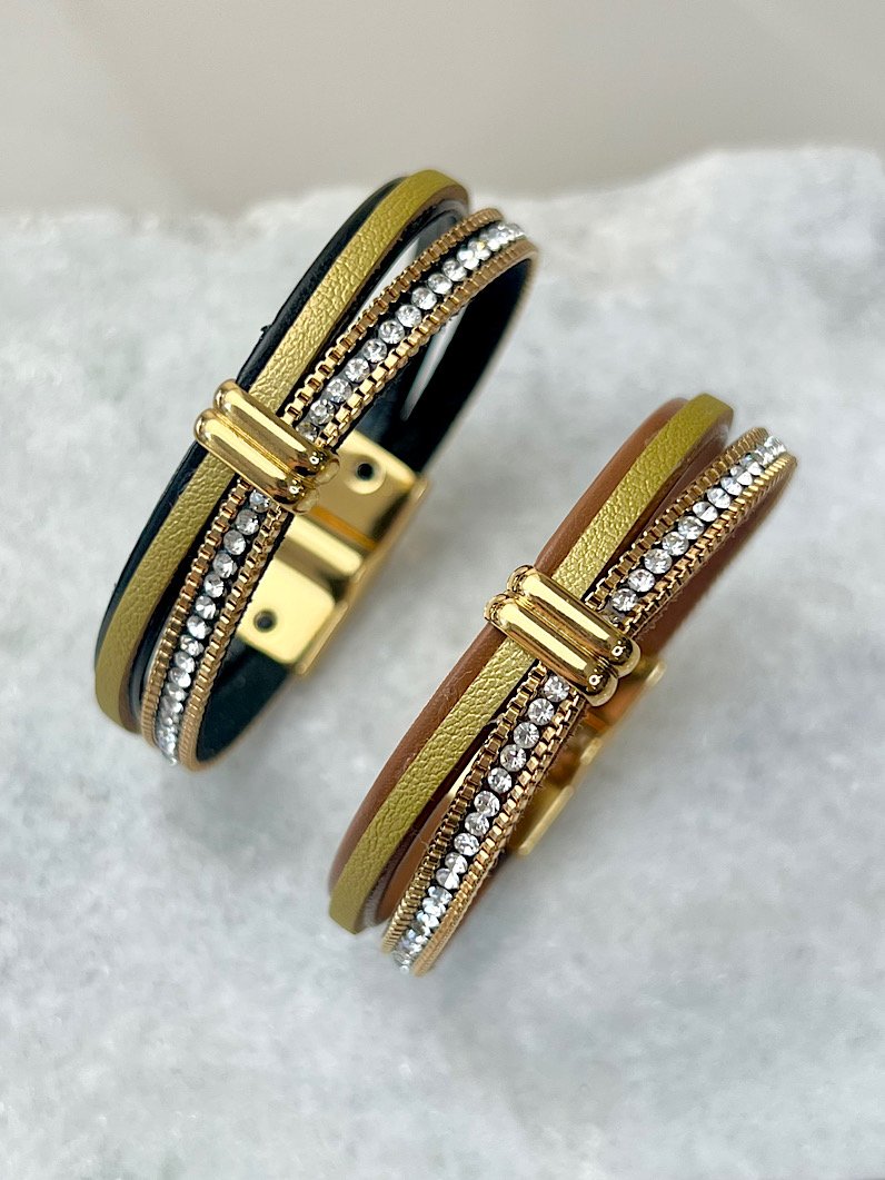 Pulseira Imã Adele de Strass Dourado