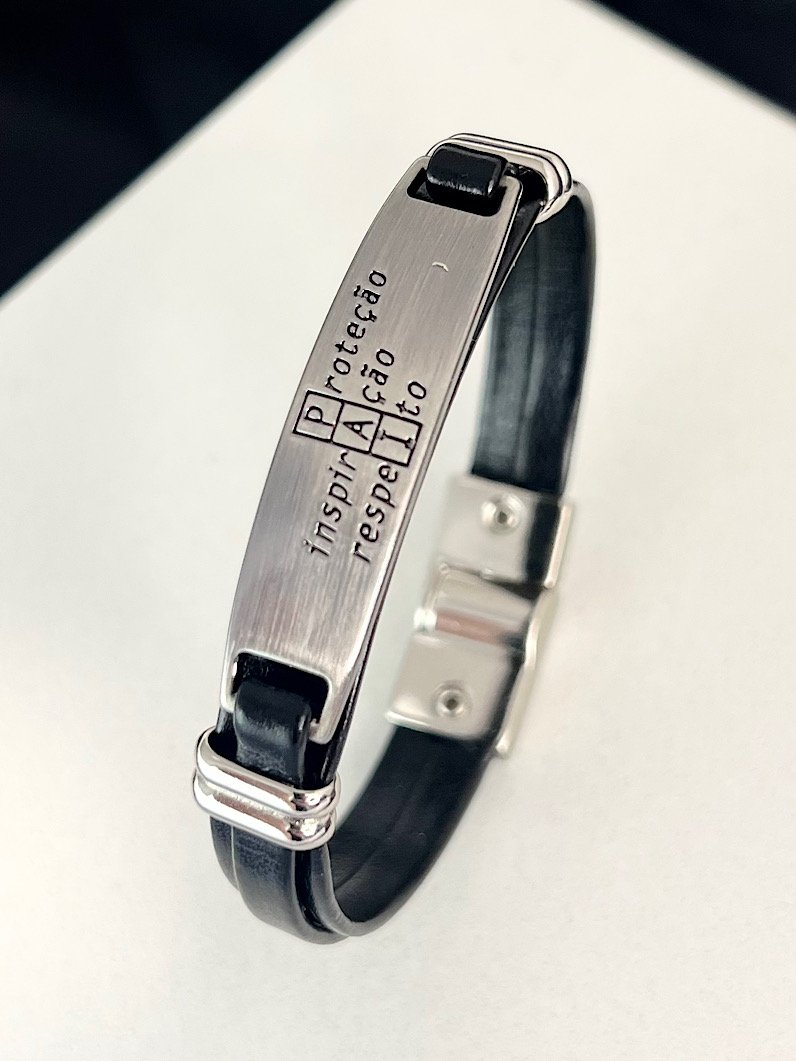 Pulseira Imã Adriano Escrita Pai Prata