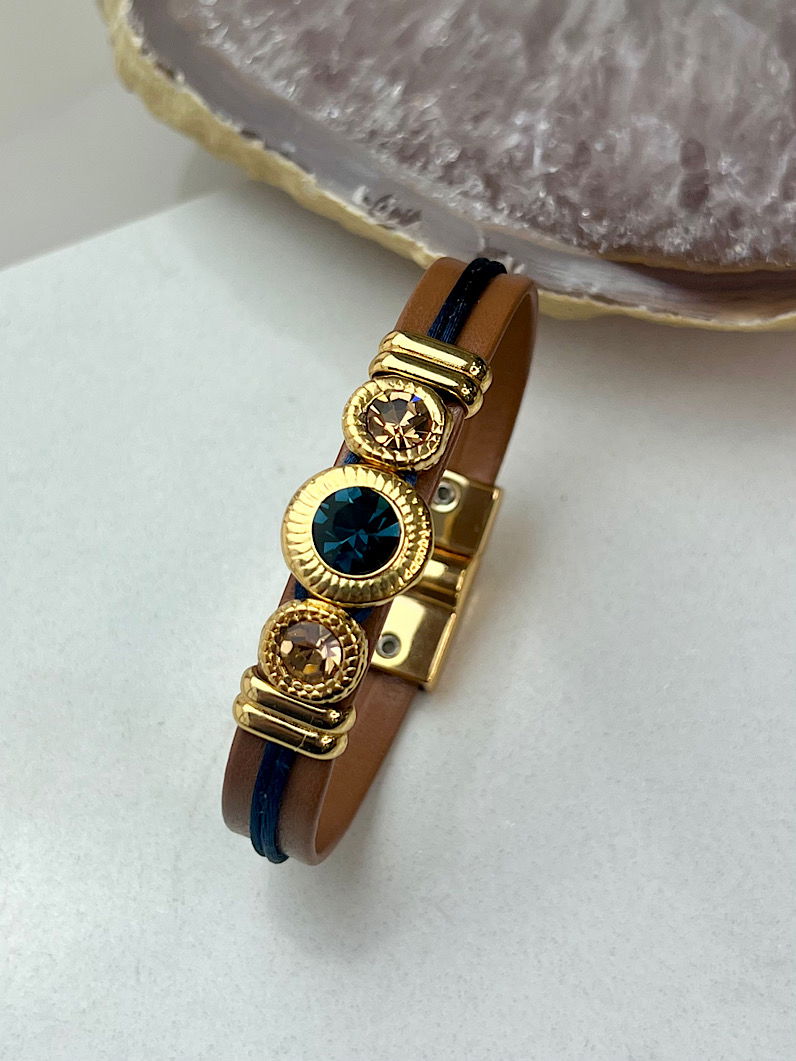 Pulseira Imã Agnes de Strass Dourado
