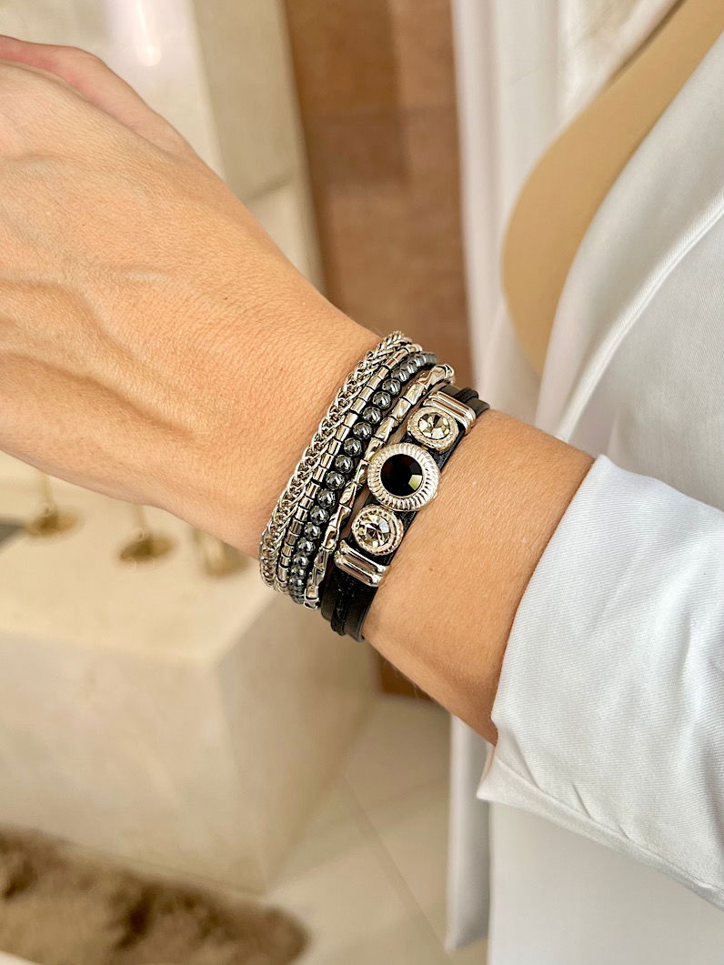 Pulseira Imã Agnes de Strass Prata