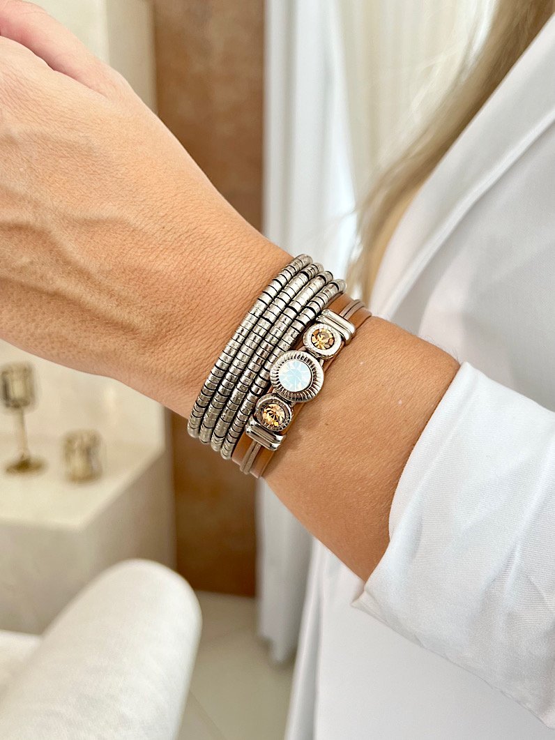 Pulseira Imã Agnes de Strass Prata