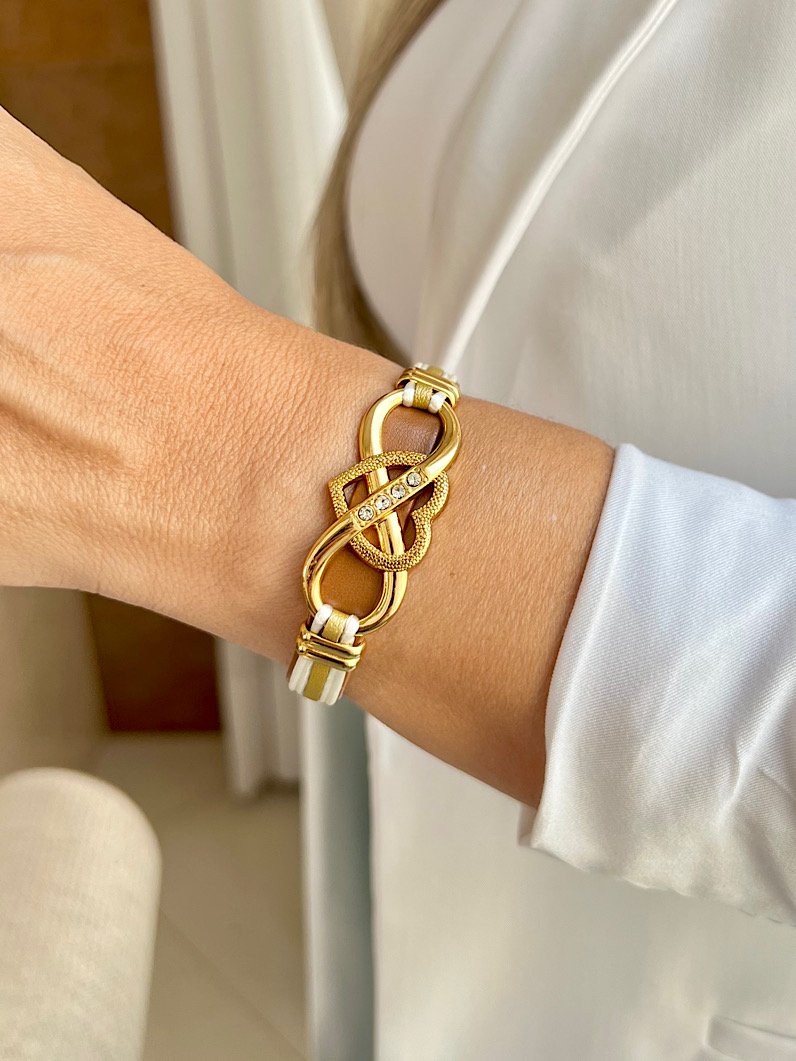 Pulseira Imã Ayla Coração com Pedra de Zircônia - Dourado
