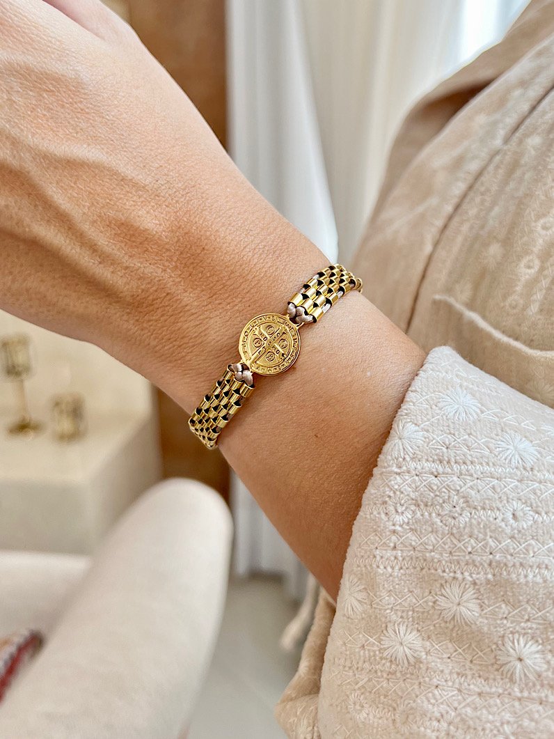 Pulseira Imã Canutilhos Pecinhas São Bento - Dourado