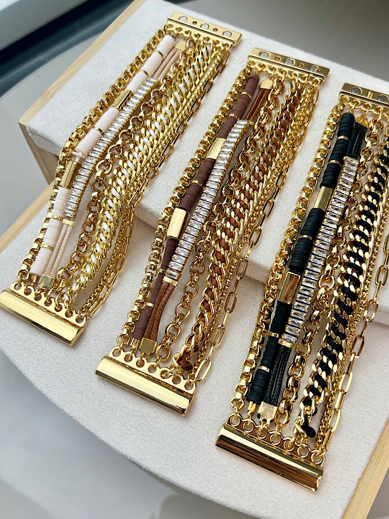 Pulseira Imã Carmela Fimos e Zircônias Douradas