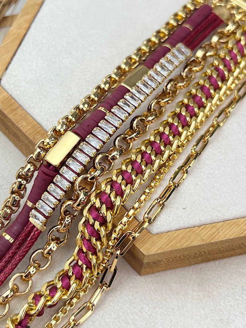 Pulseira Imã Carmela Fimos e Zircônias Douradas