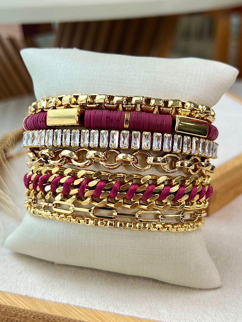 Pulseira Imã Carmela Fimos e Zircônias Douradas