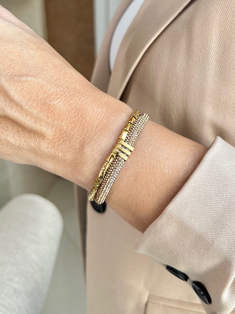 Pulseira Imã Cecilia Cristal Brilhante - Dourado