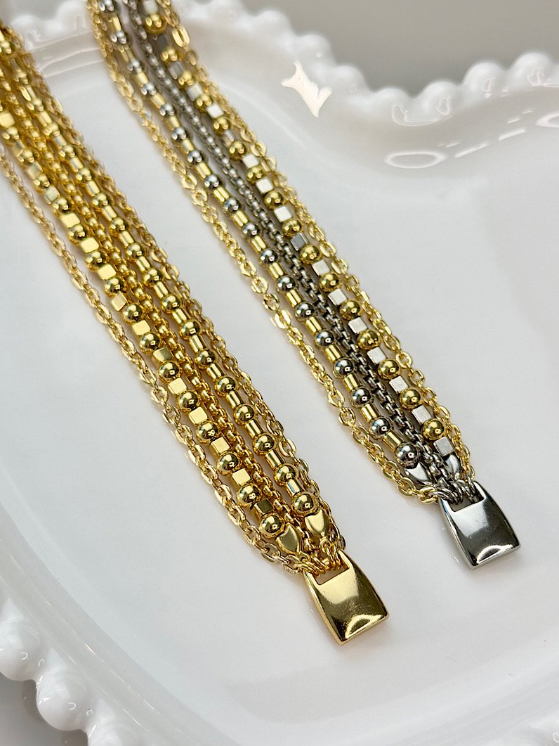 Pulseira Imã Celeste Bolinhas e Correntes