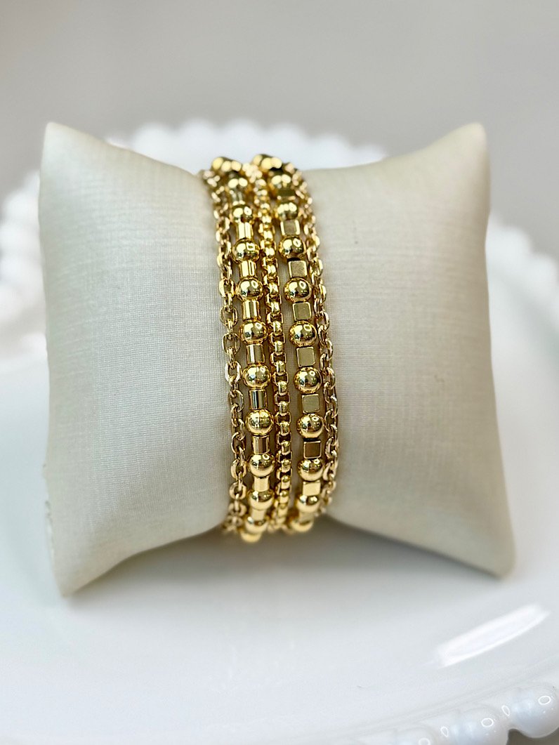 Pulseira Imã Celeste Bolinhas e Correntes