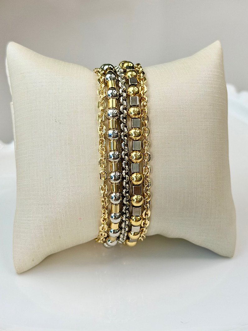 Pulseira Imã Celeste Bolinhas e Correntes