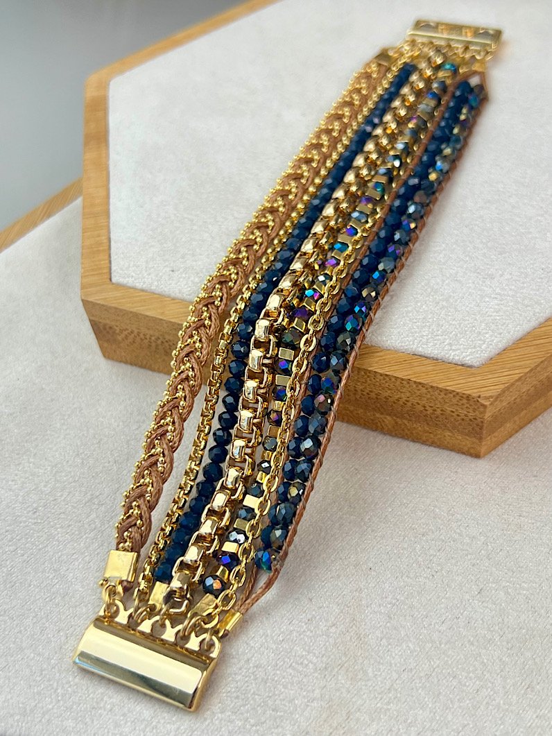 Pulseira Imã Chan Luu Cristais Dourados