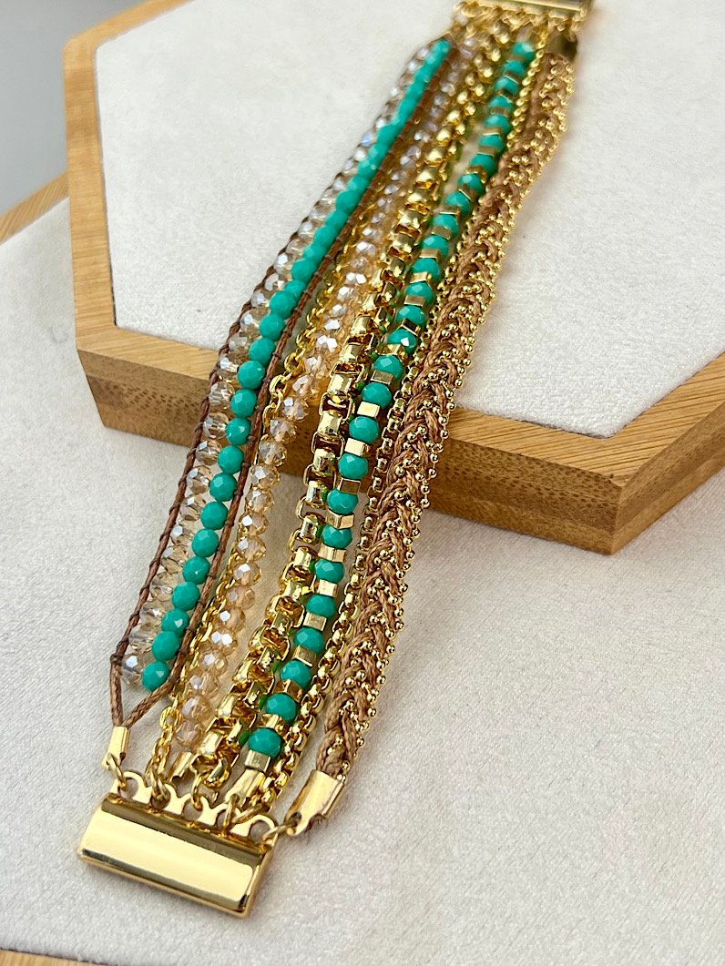 Pulseira Imã Chan Luu Cristais Dourados